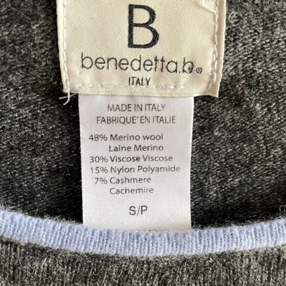 Grey and light blue stripe merino wool sweater - Picture 5 of 6